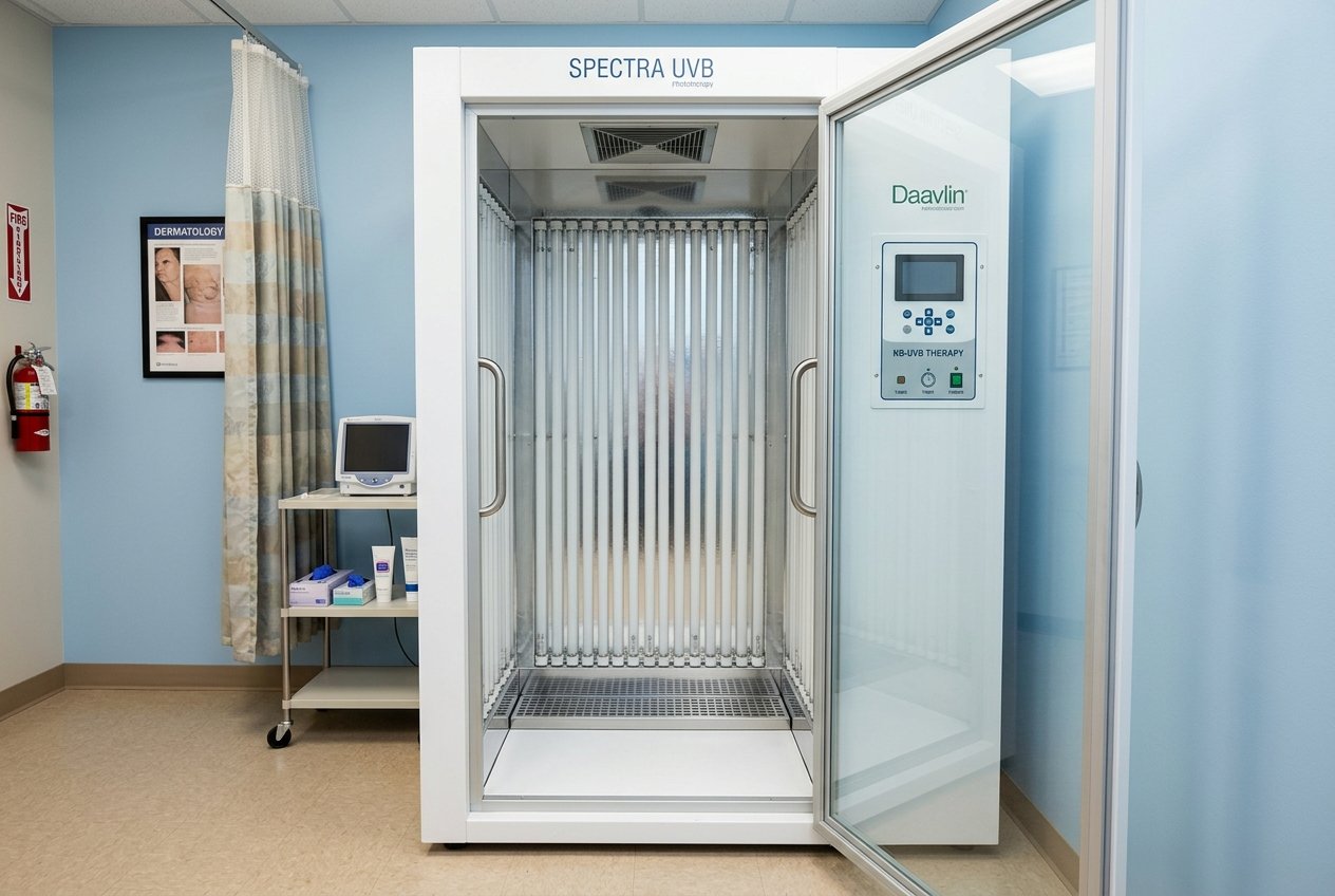 NB-UVB Phototherapy Chamber for vitiligo and psoriasis treatment at DermaRx